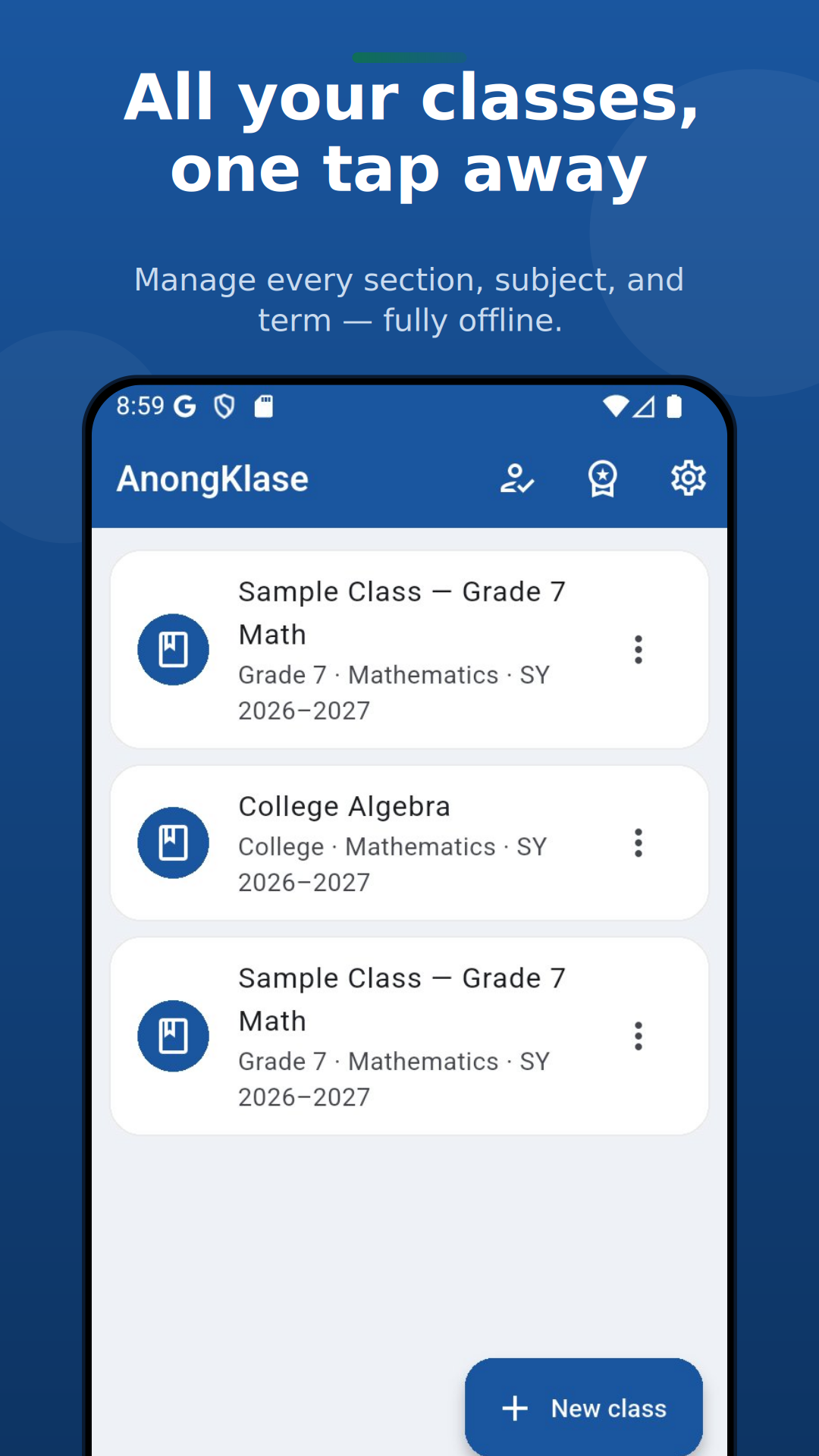 All your classes, one tap away