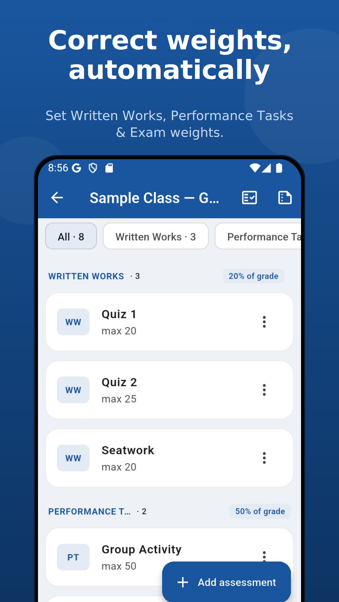Correct weights, automatically